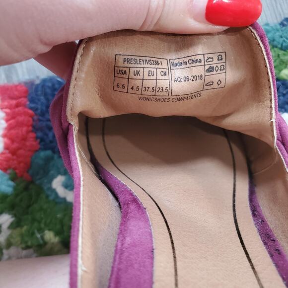 Vionic Shoes Witch Fairy Women Size 6.5 Pink Presley Mules Block Heel Suede Bow - Picture 10 of 12